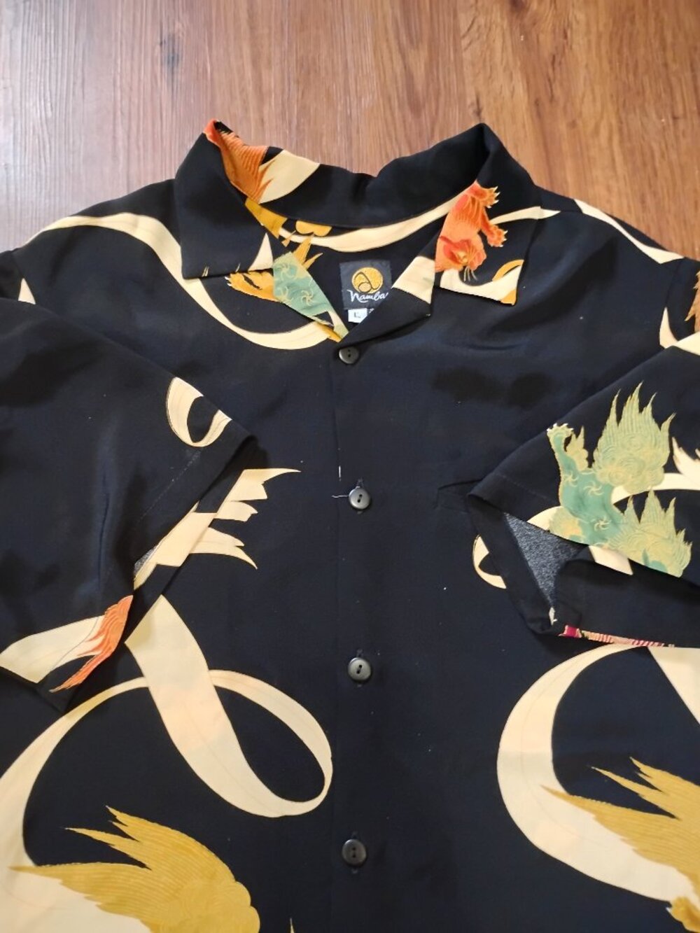 Vintage Anne Namba Foo Dog Silk Hawaiian Shirt